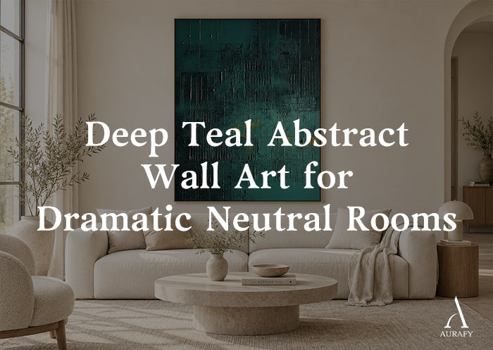 Deep Teal Abstract Wall Art for Neutral Rooms