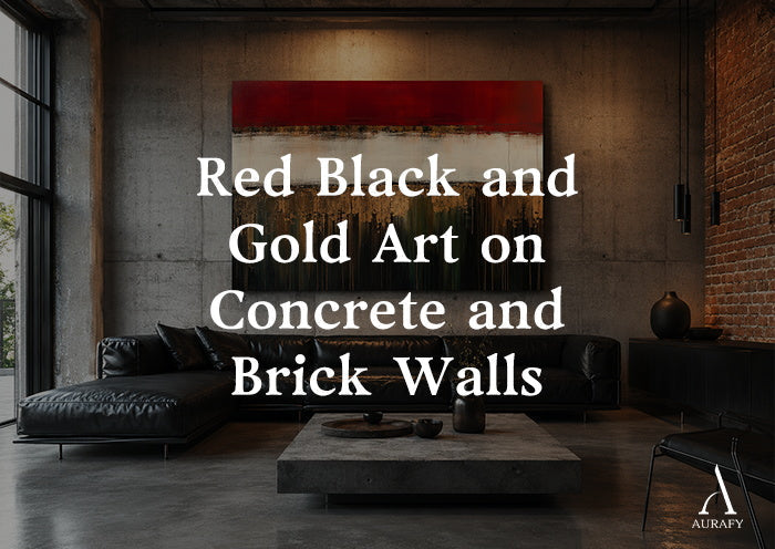 Red Black and Gold Art on Concrete and Brick Walls