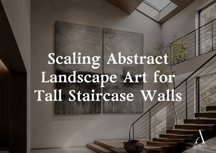 Scaling Abstract Landscape Art for Tall Staircase Walls