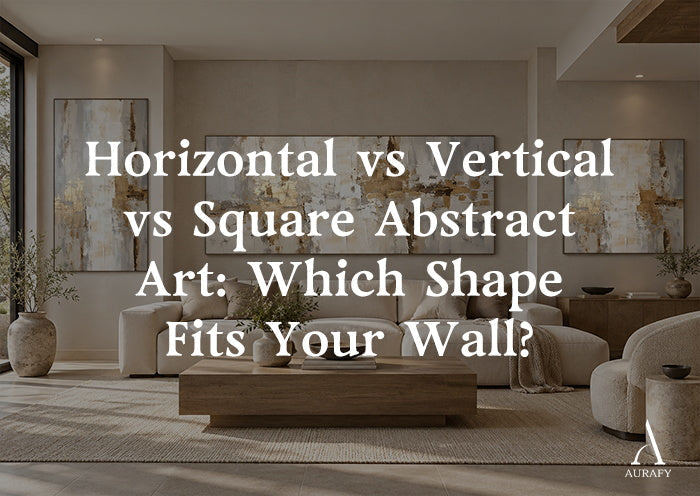 Horizontal vs vertical vs square abstract art in a neutral modern interior