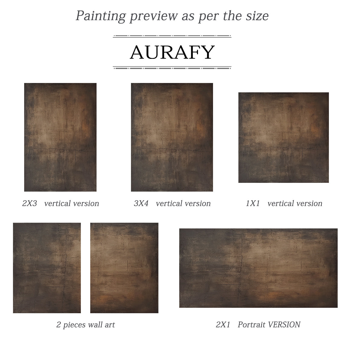 Wabi-Sabi Minimalist Wall Art – Aged Brass & Tobacco Brown – AURA016(Horizontal)