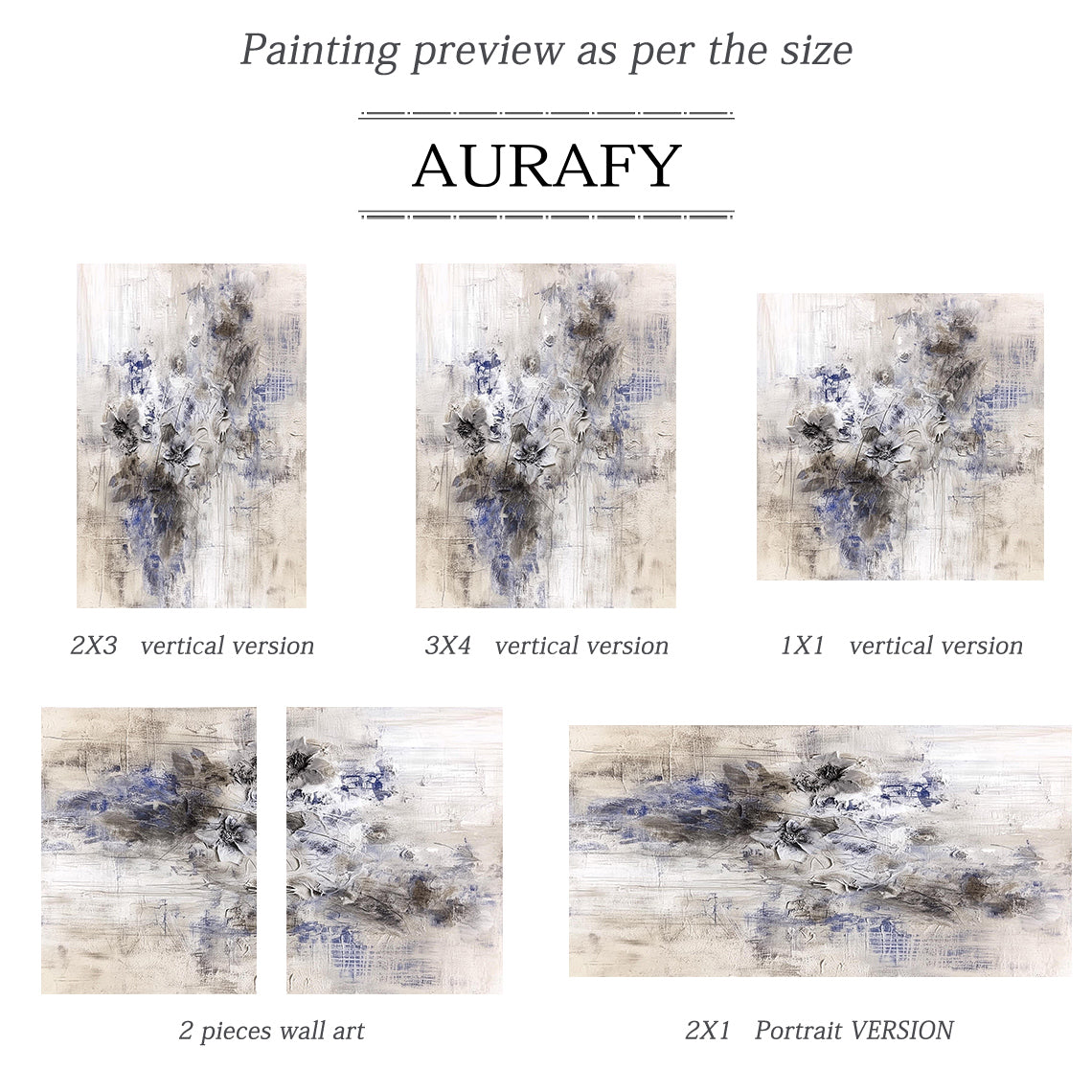 Wabi Sabi Beige Blue Abstract Textured Wall Art Living Room AURA221