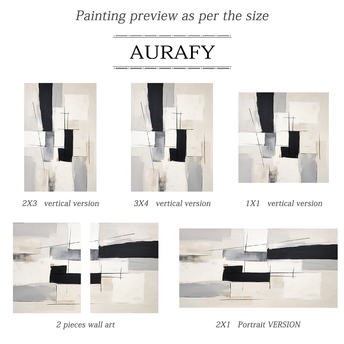 Geometric Lines Monochrome Minimalist Abstract Wall Art  – AURA052(Vertical)
