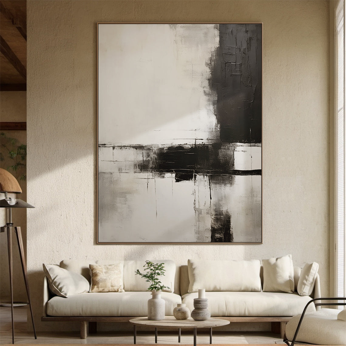 Neutral Abstract Minimalist Wall Art Beige Gray Living Room Decor-AURA174
