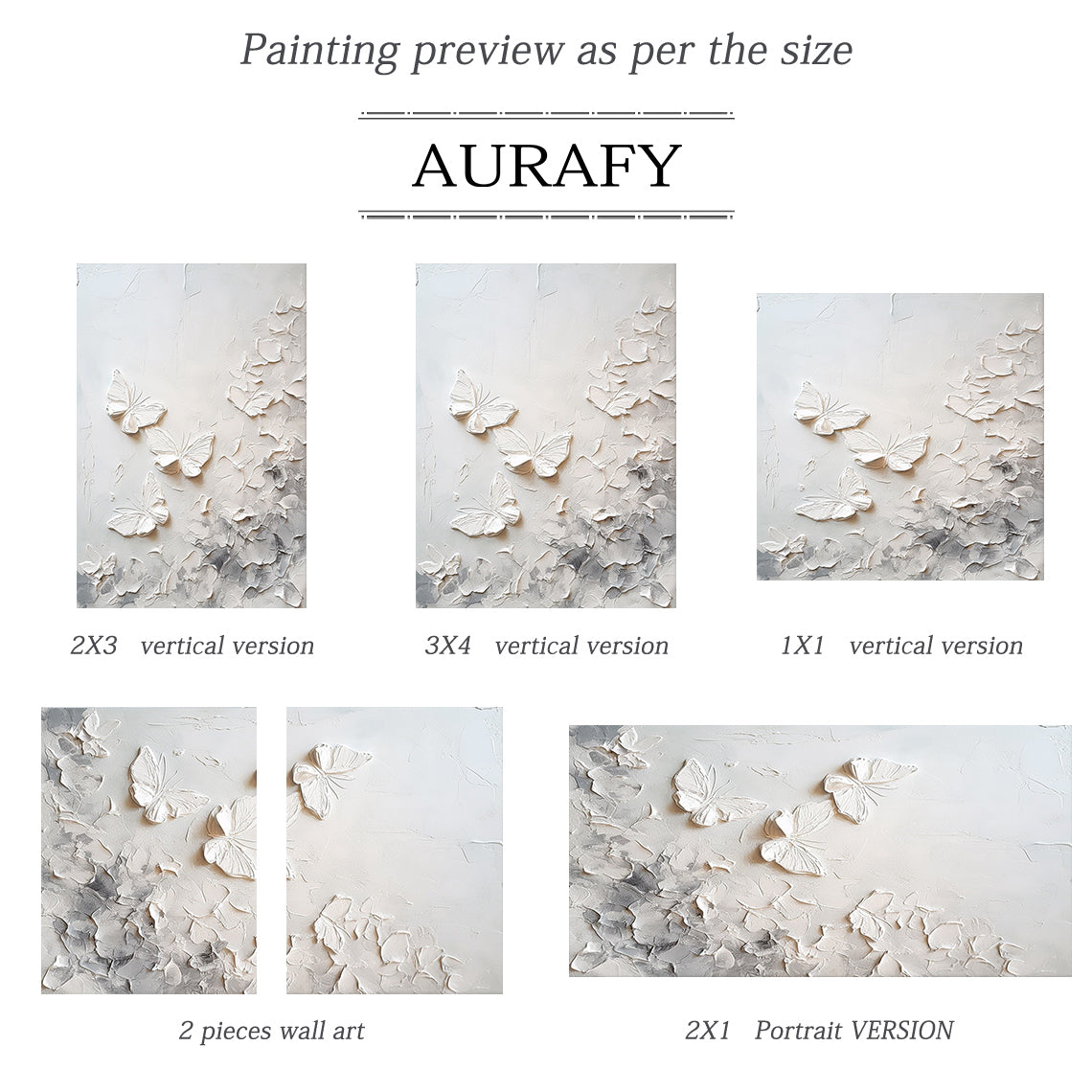 3D Textured Beige Butterfly Painting High-Relief Tactile Surface Modern Organic Minimalist Luxe Art AURA532