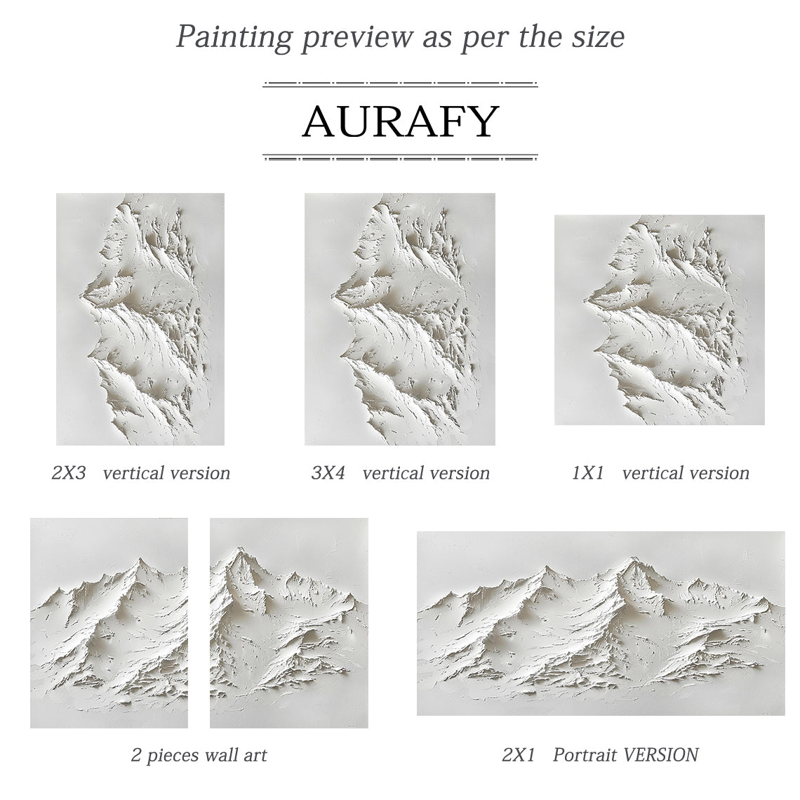 3D Textured Mountain Painting White High-Relief Sculpted Knife-Stroke Tactile Minimalist Luxe Artwork AURA518