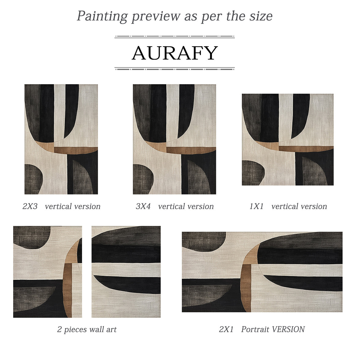 Curved Harmony Black Brown Texture Wall Art – AURA053(Vertical)