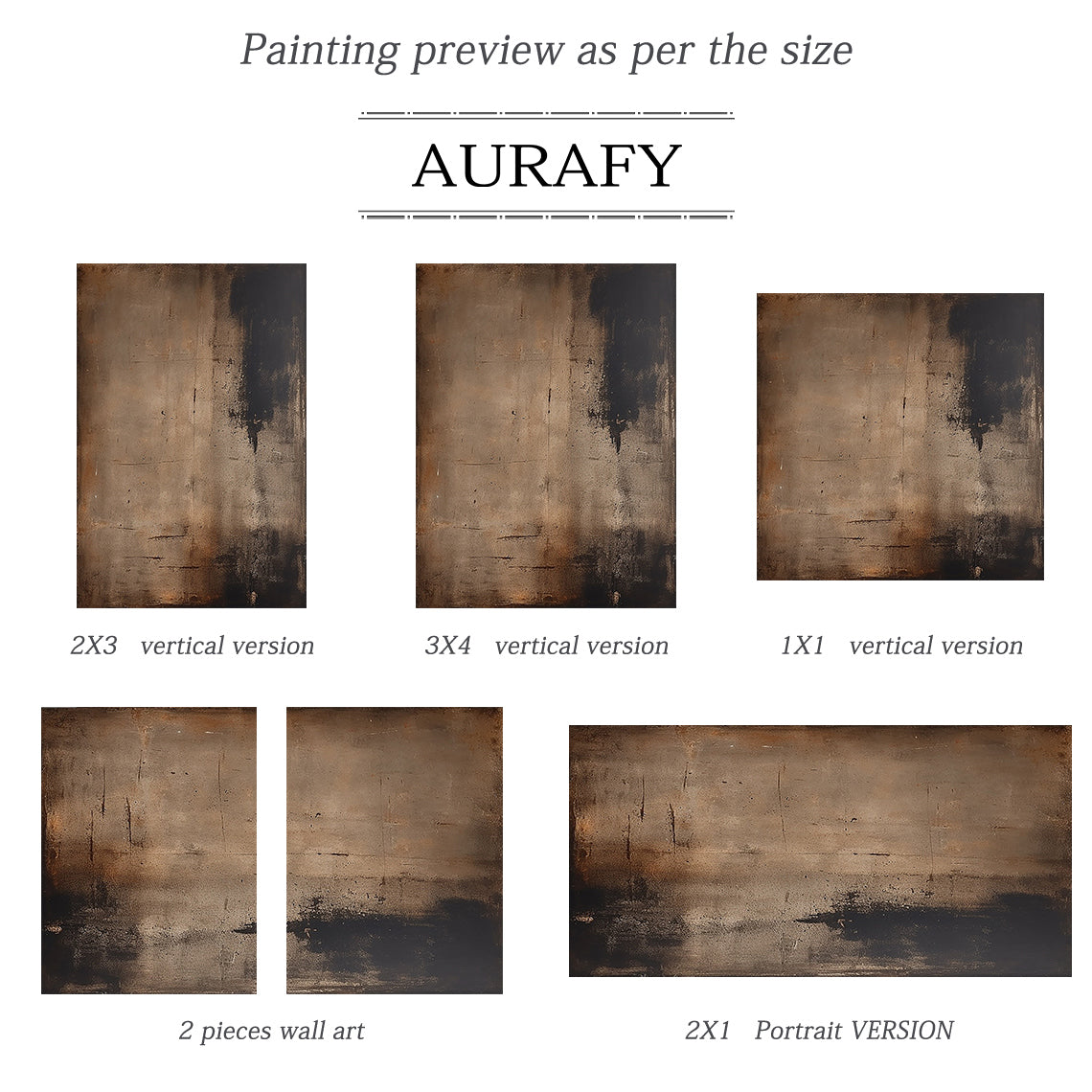 Wabi-Sabi Patina Wall Art – Weathered Copper & Tobacco Umber – AURA017(Horizontal)