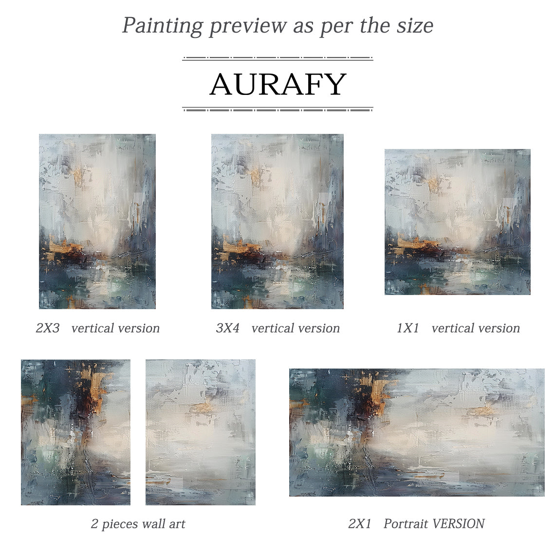Blue Gray Abstract Wall Art Modern Living Room Decor Print AURA231