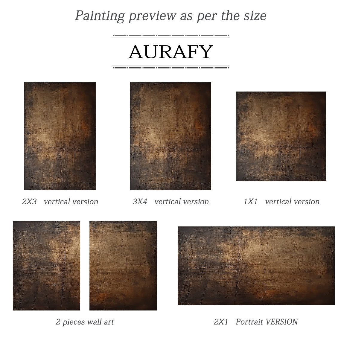 Minimalist Colorfield Wall Art – Bronze & Umber Gradient – AURA013 (Horizontal)