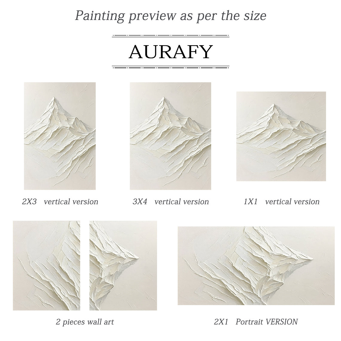 Minimalist Wall Art Beige Impasto Tactile Surface Knife Strokes Wabi-Sabi Abstract Mountain Art AURA554