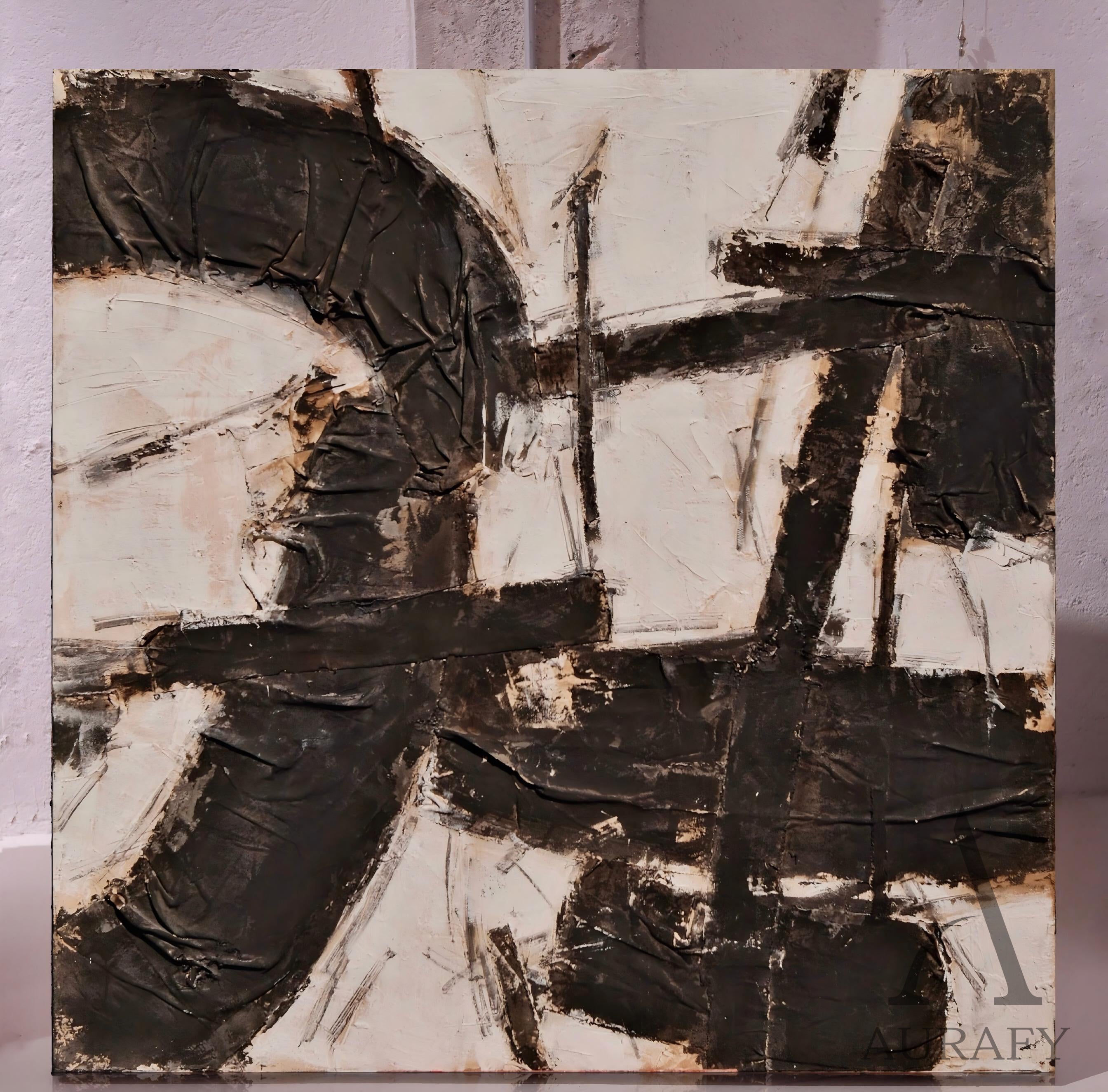 Black Abstract Canvas Wall Art Modern Living Room Decor Accent AURA238