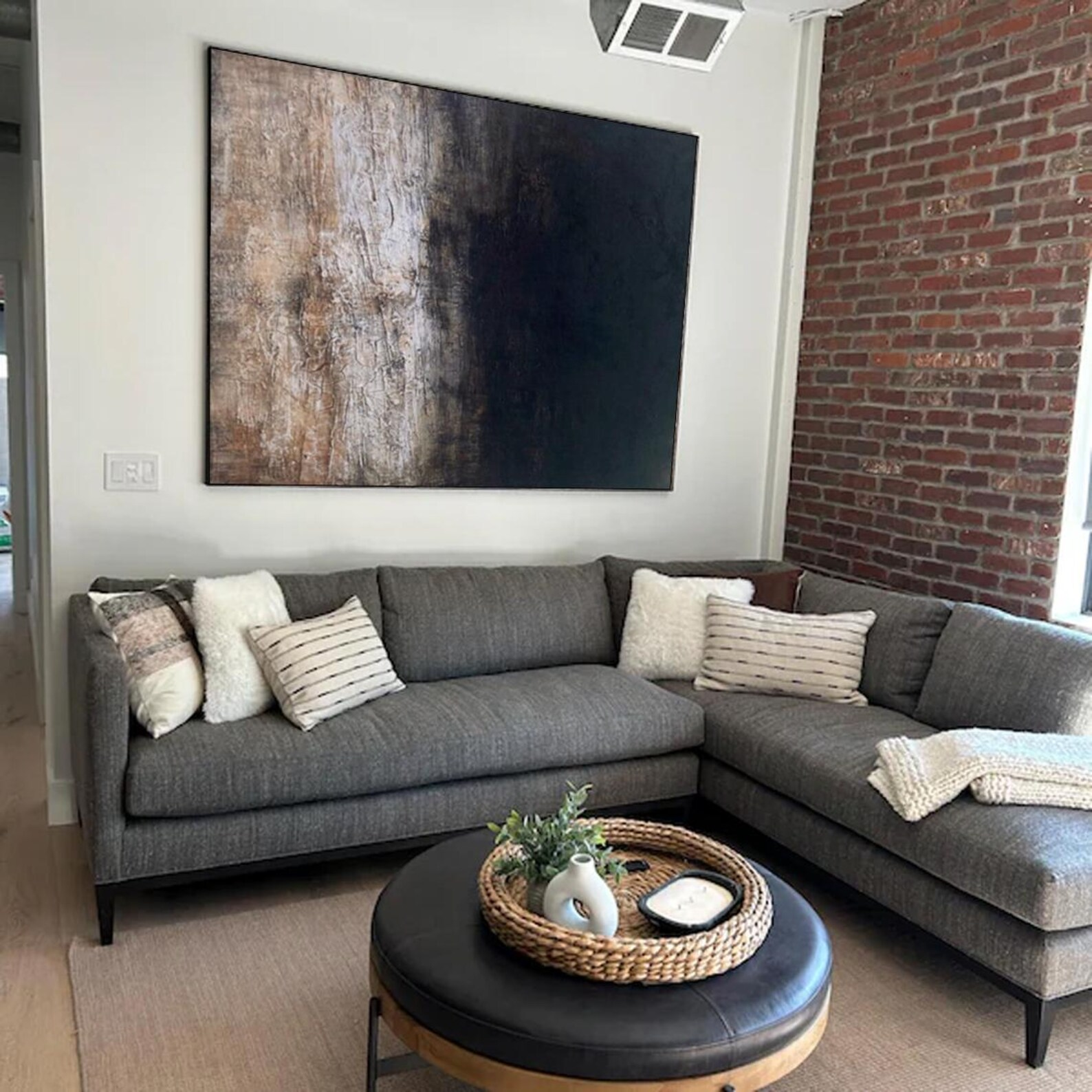 Abstract Black Brown Textured Wall Art for Modern Living Room-AURA182