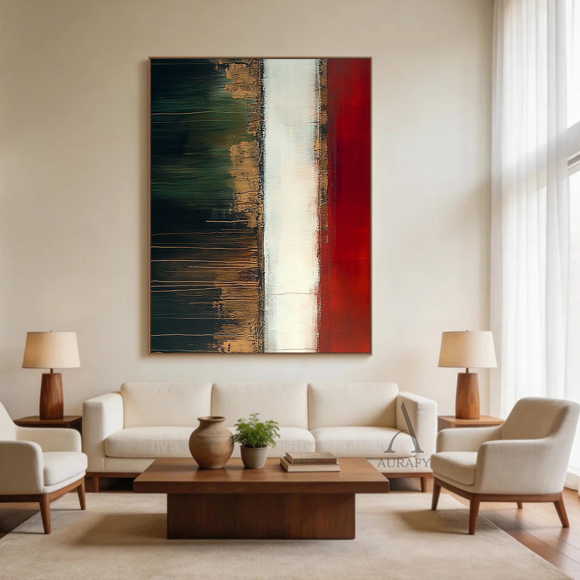 General Abstract Red Yellow Wall Art for Home Decor AURA383