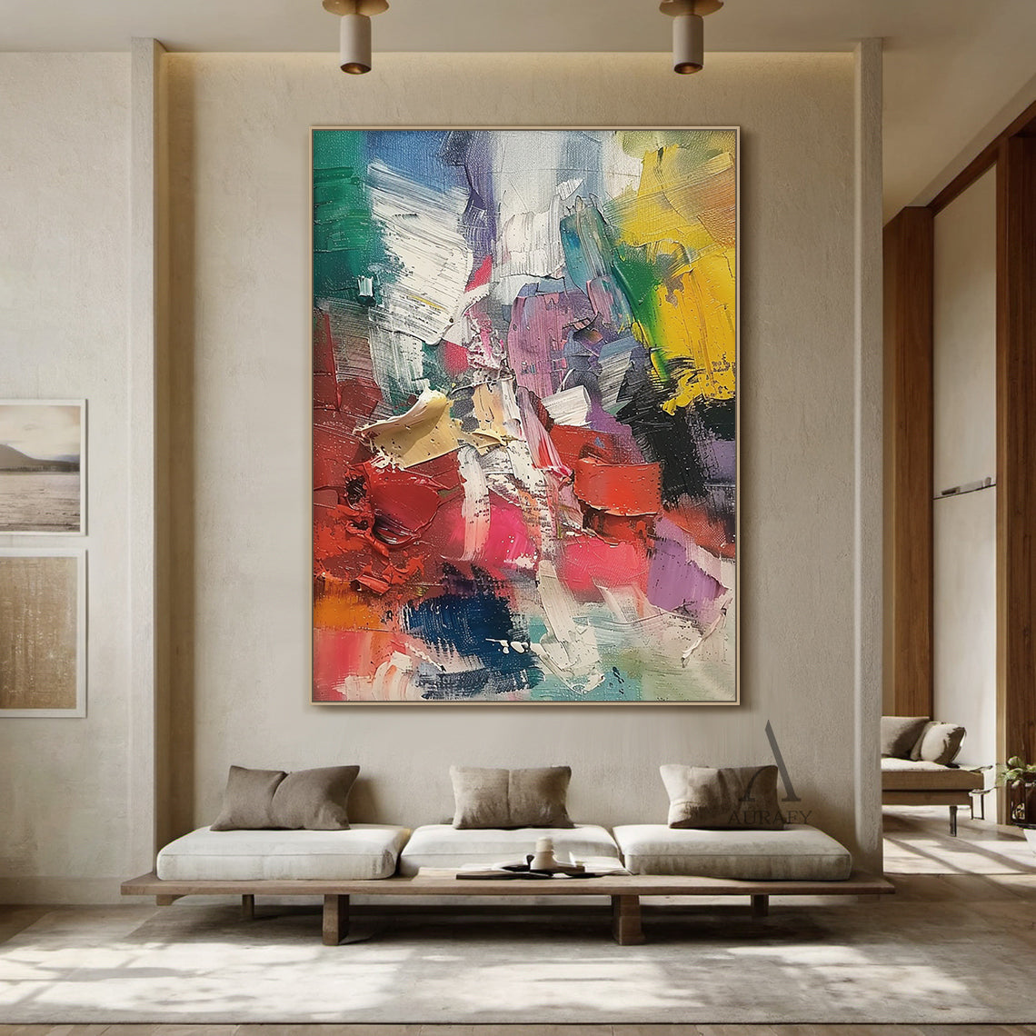 3D Textured Abstract Painting Impasto Knife Strokes Vibrant Colorful Tactile Wall Art AURA423