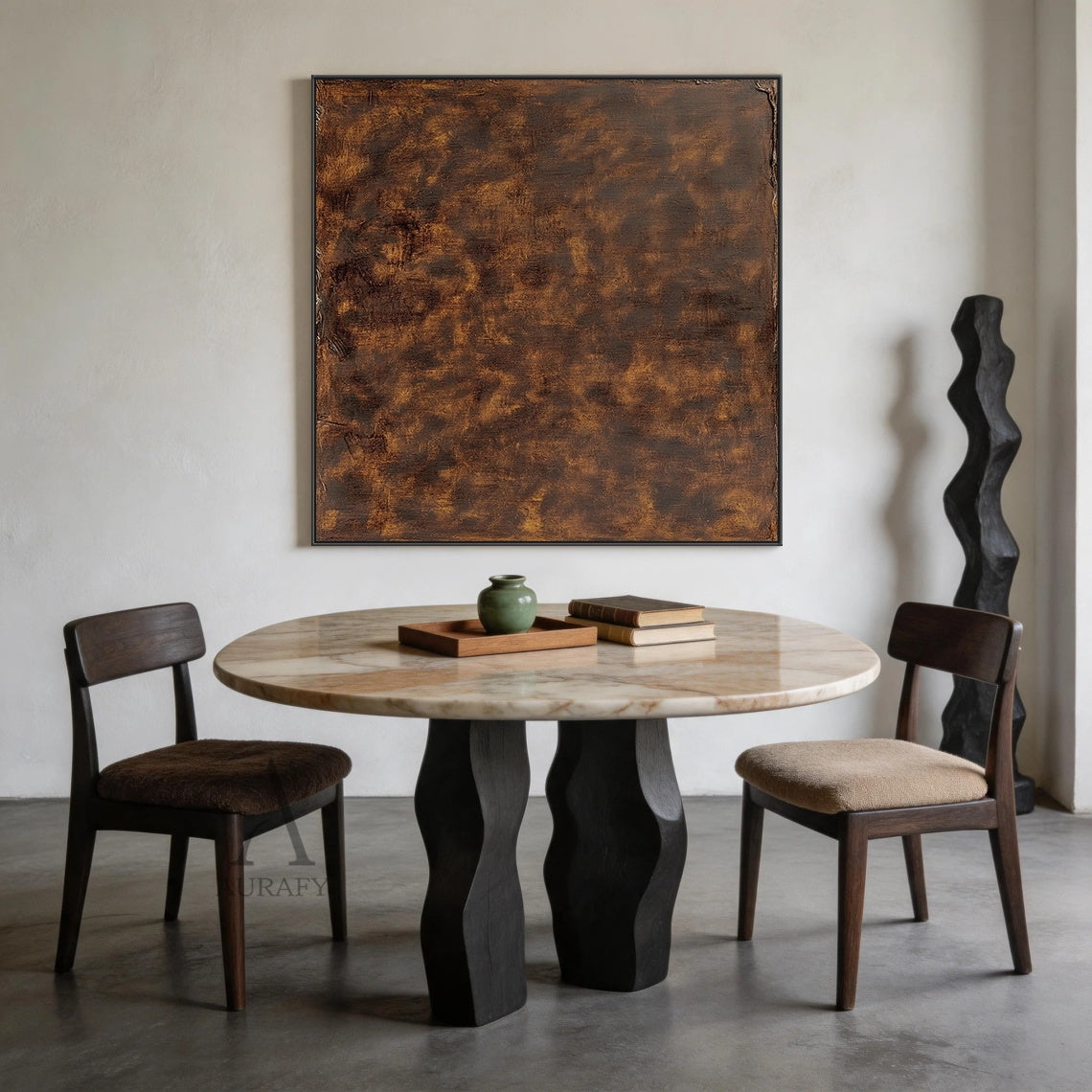 Burnished Earth, Brown Weathered Texture Abstract Painting AURA870