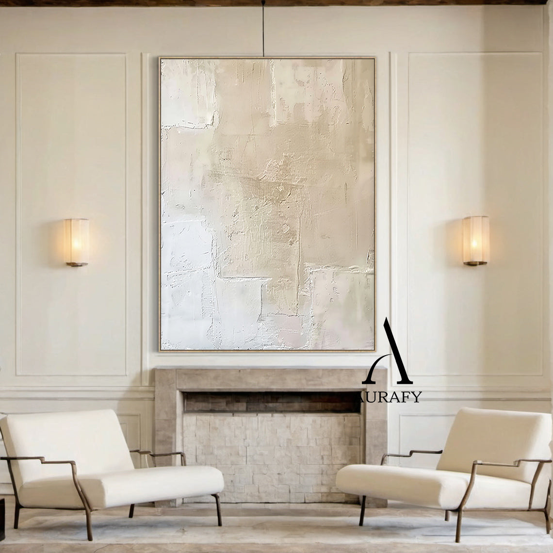 Wabi Sabi Beige Abstract Handcrafted High-Relief Plaster Tactile Wall Art Modern Organic AURA559