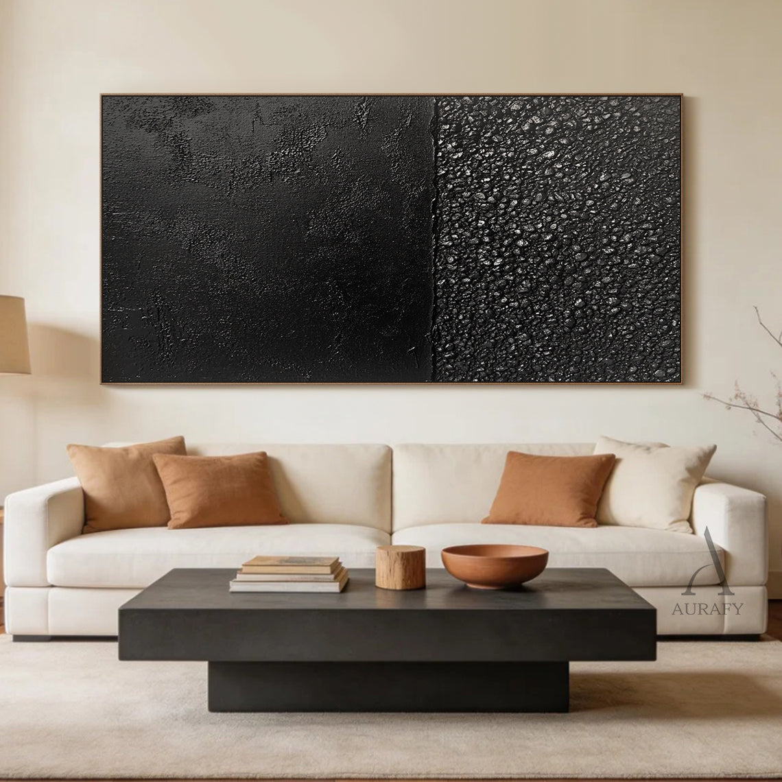 Black General Abstract Wall Art for Modern Living Room Decor AURA388