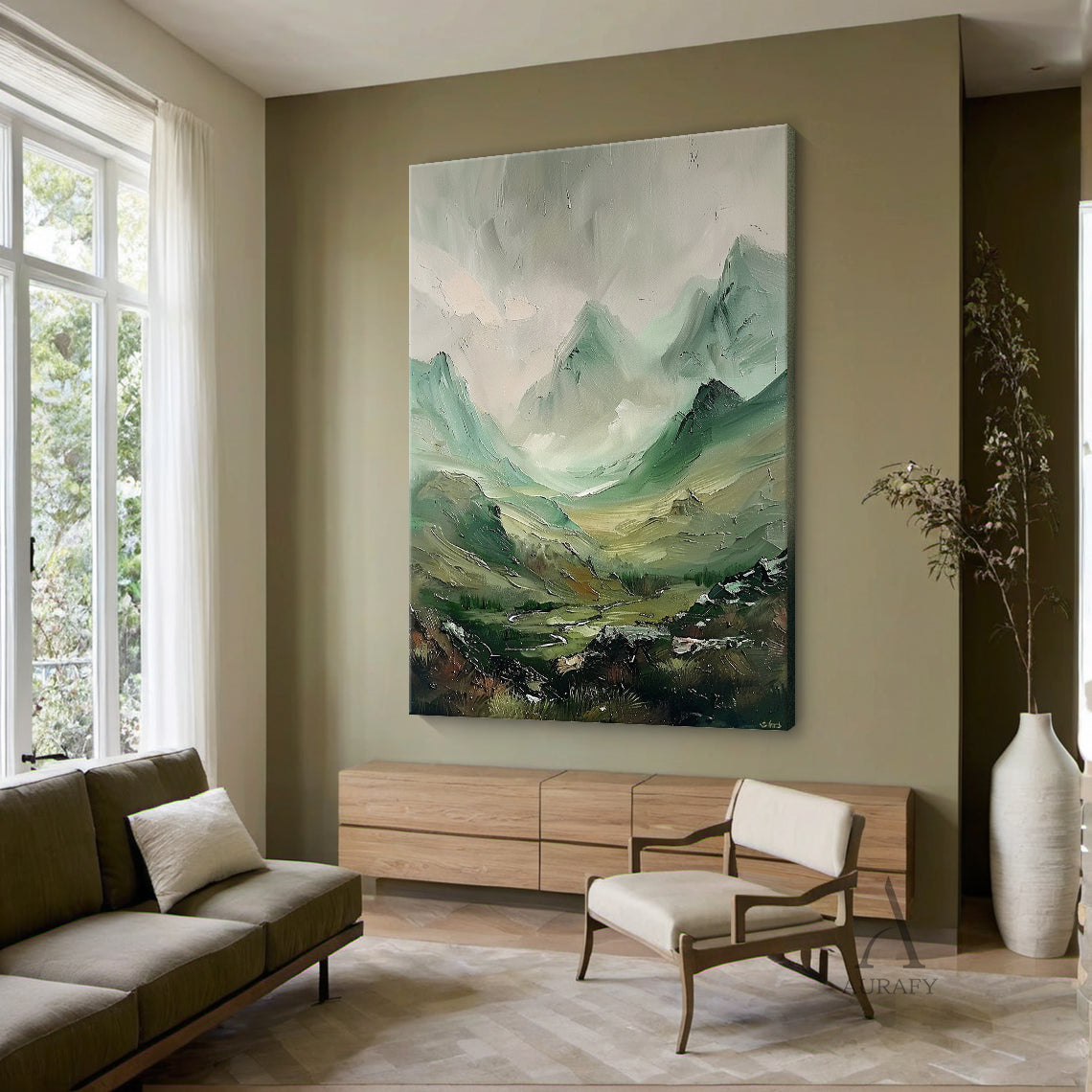 Stylish Natural Green Landscape Wall Decor for Living Room AURA310