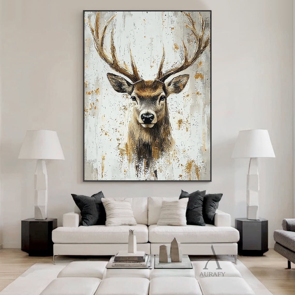Cozy Beige Brown Woodland Animal Throw Pillow for Living Room AURA313