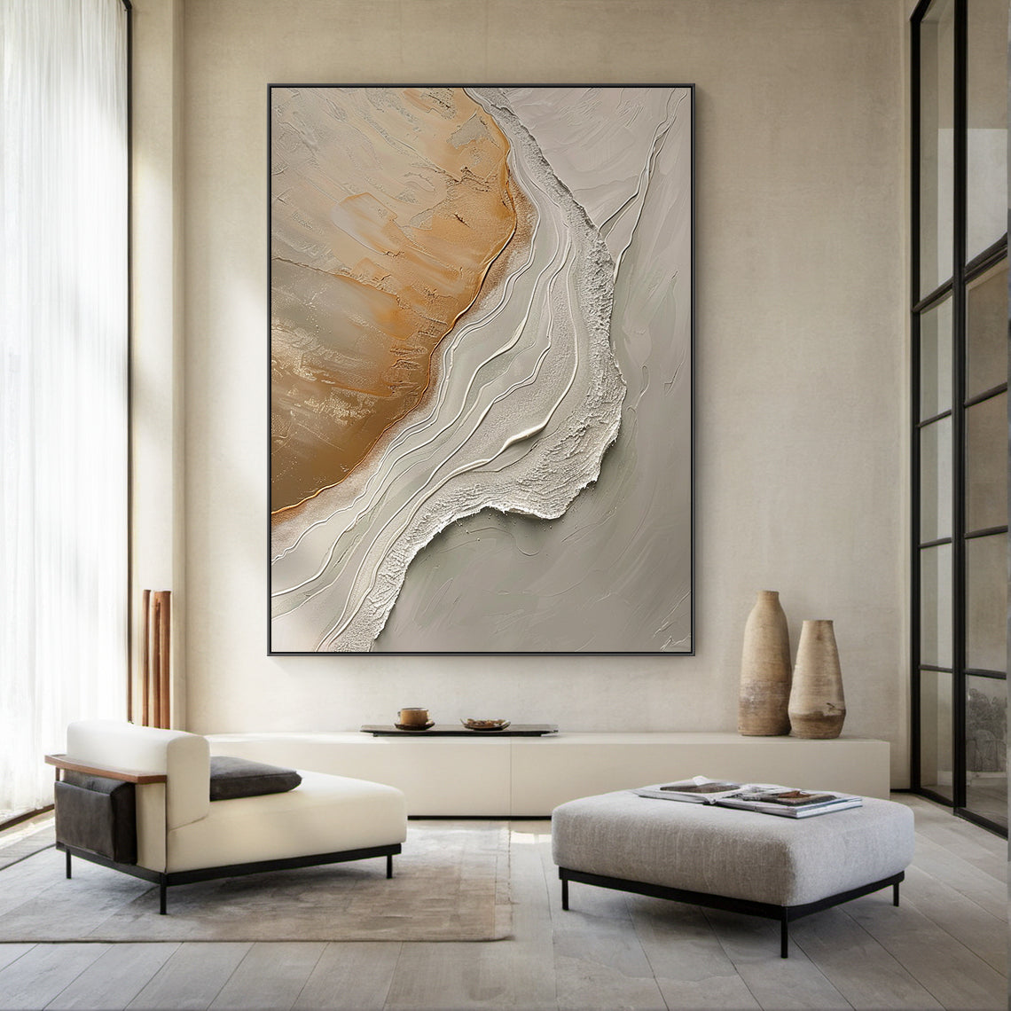 Eroded Shore-Beige & Brown Wave Sky Field-AURA140