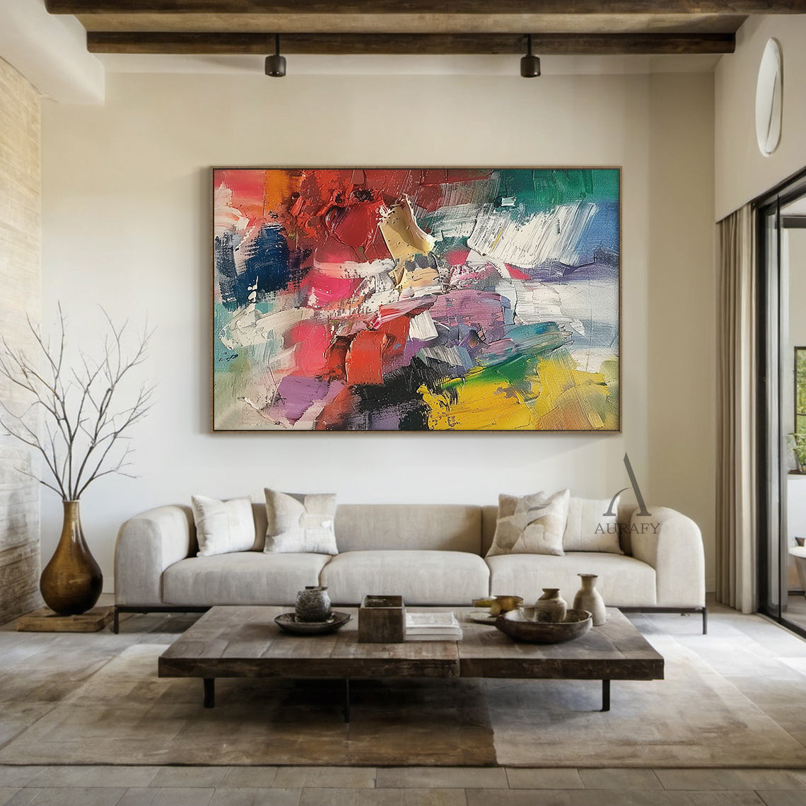 3D Textured Abstract Painting Impasto Knife Strokes Vibrant Colorful Tactile Wall Art AURA423