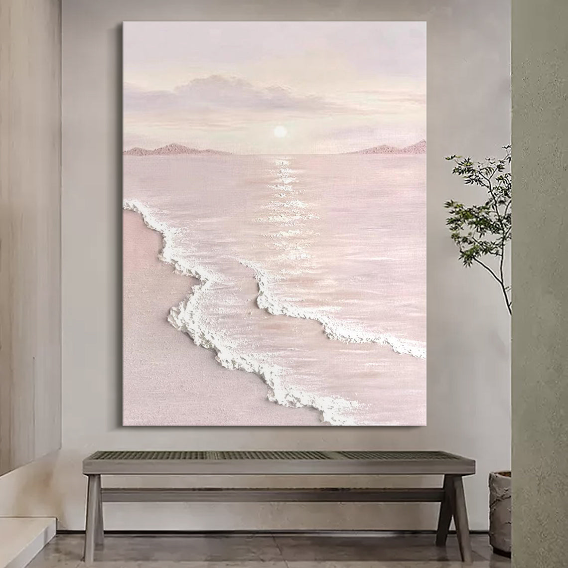Blush Shore-Beige & Pink 3D Textured-AURA065