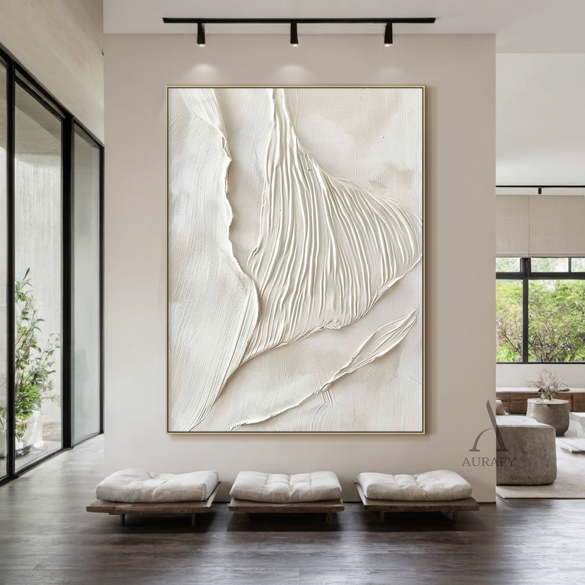 Modern Beige 3D Textured Painting Living Room Wall Decor Art AURA293