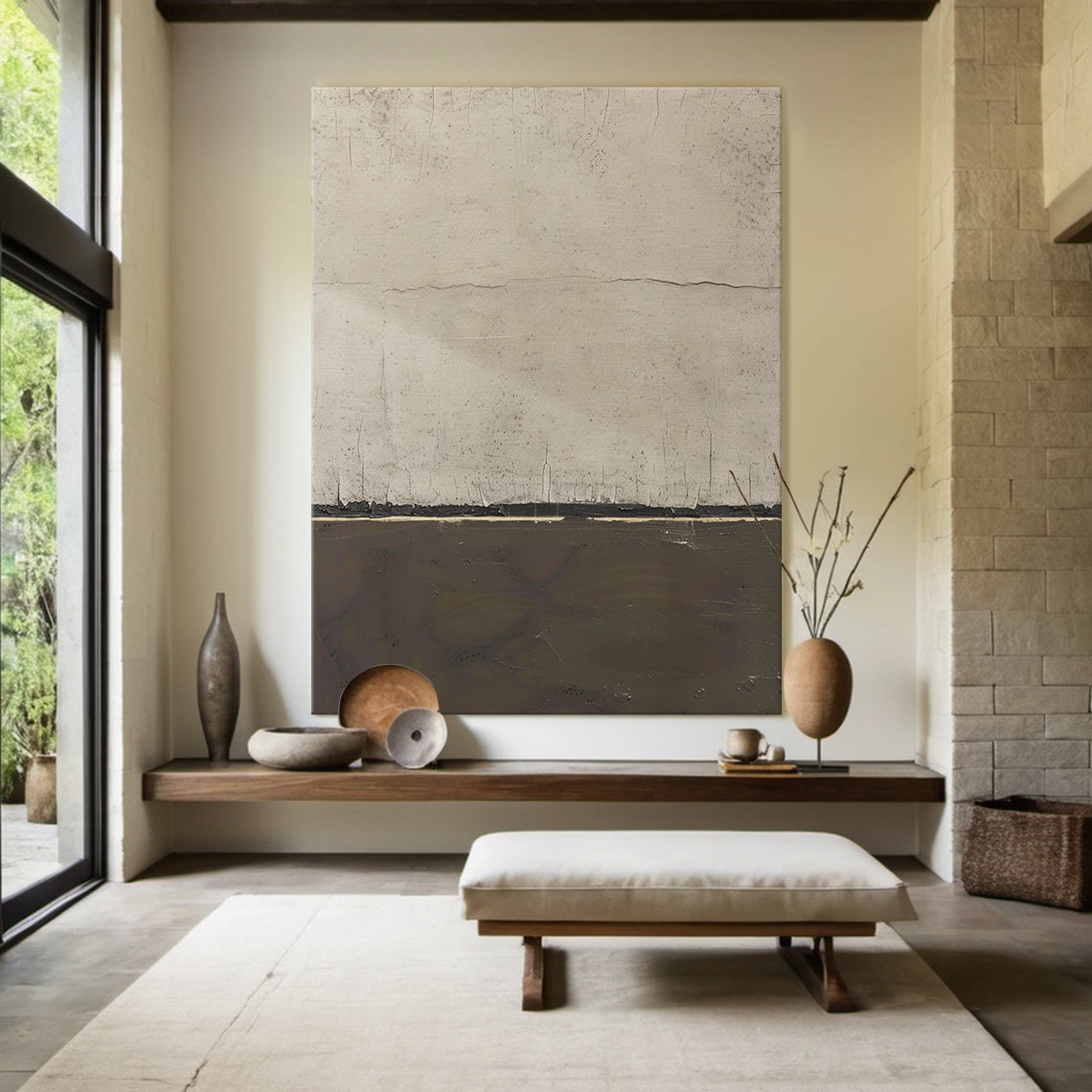 Quiet Horizon-Gray Abstract Field-AURA143