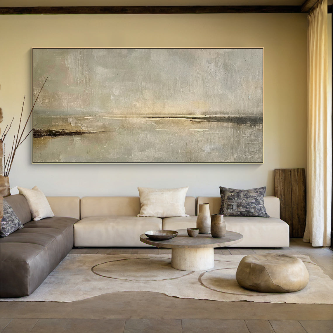 Soft Drift-Beige Abstract Field-AURA152