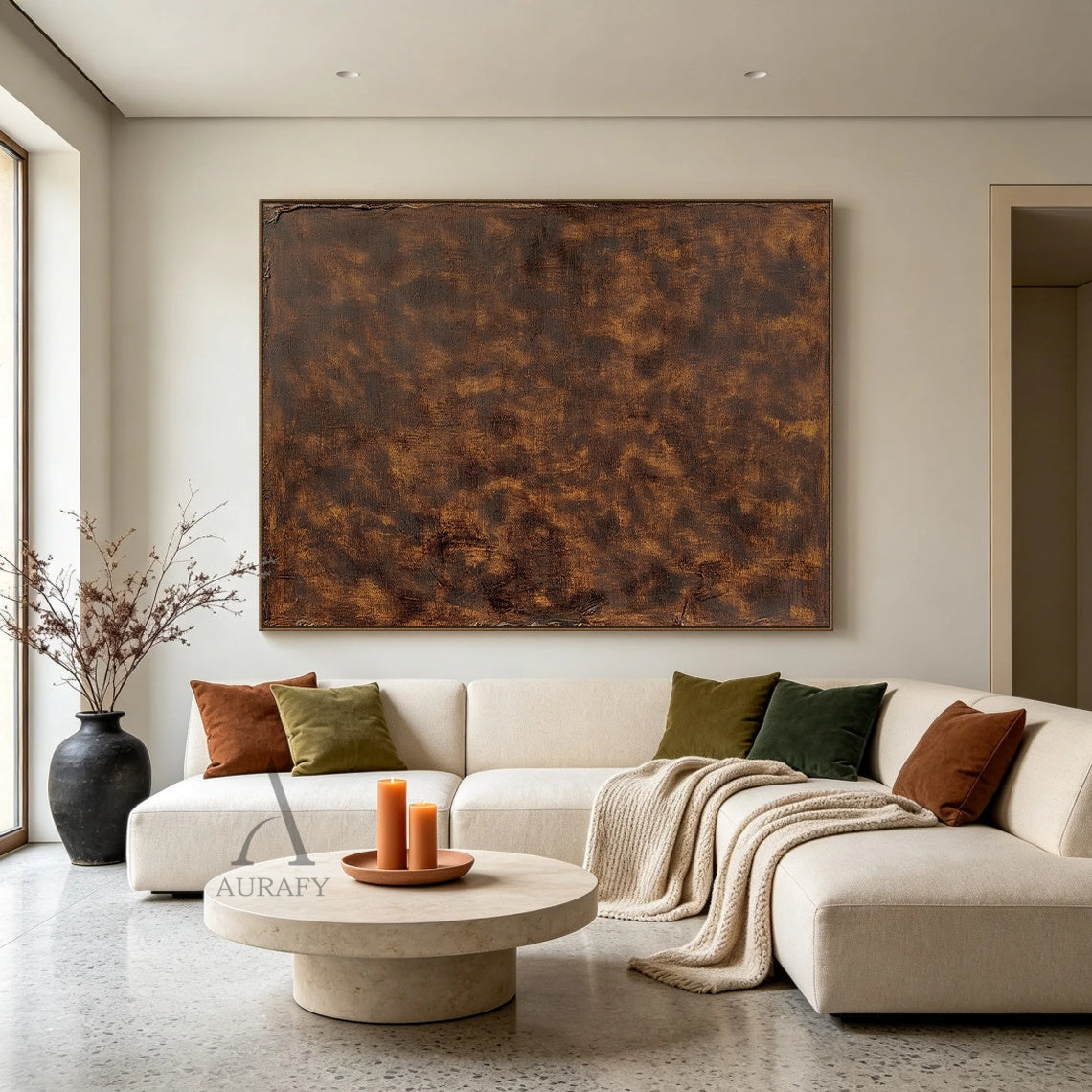 Burnished Earth, Brown Weathered Texture Abstract Painting AURA870