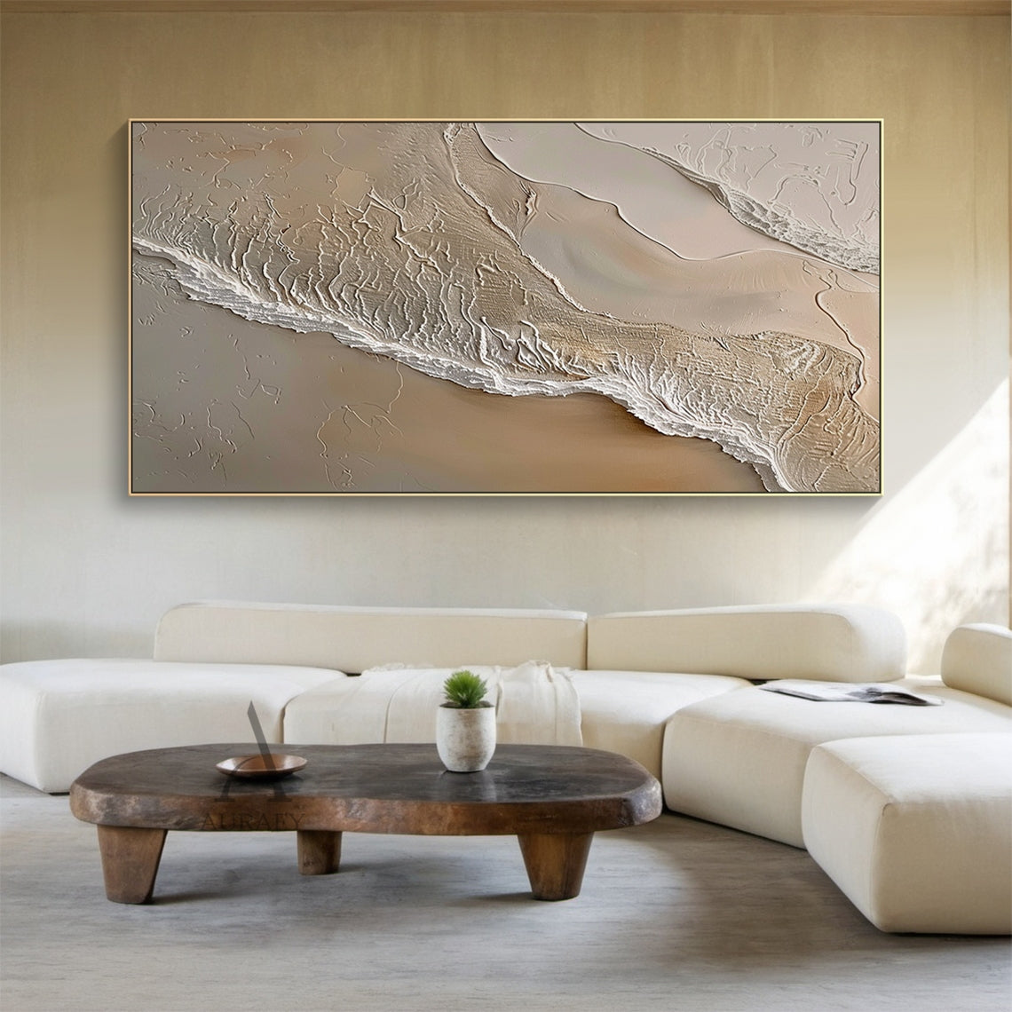 Ocean Brown Abstract Impasto Art Tactile Sculpted Canvas High-Relief Texture Modern Organic Piece AURA433