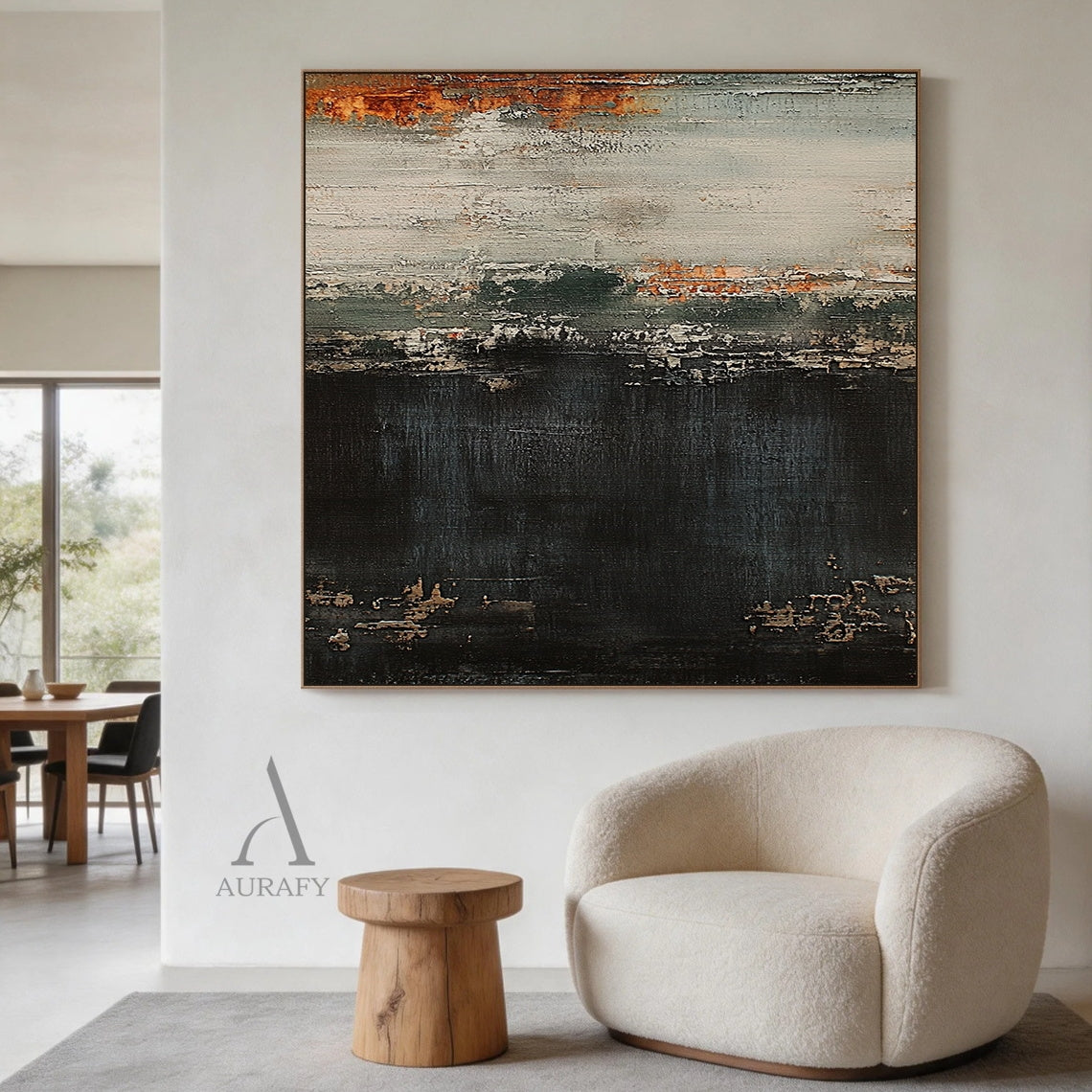 General Abstract Black Beige Canvas Wall Art for Modern Decor AURA412