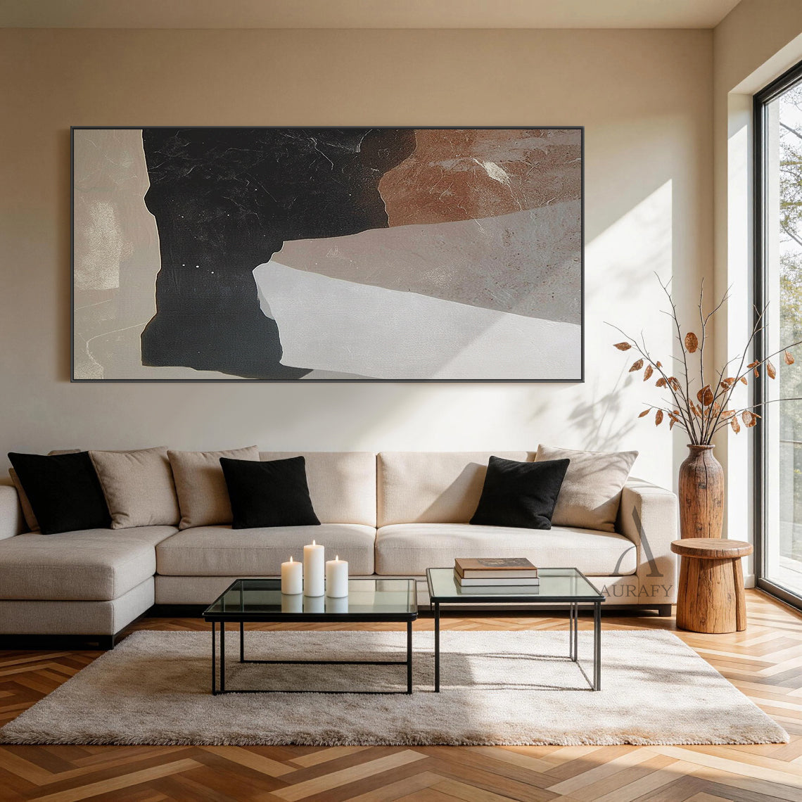 Brown General Abstract Wall Decor Art for Home Living Space AURA378