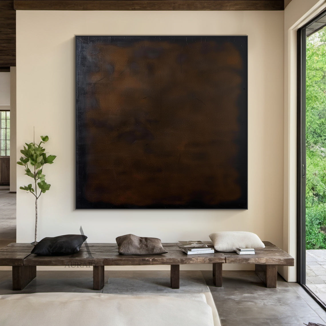 Umber Study, Warm Brown Patina Abstract Wall Art AURA879