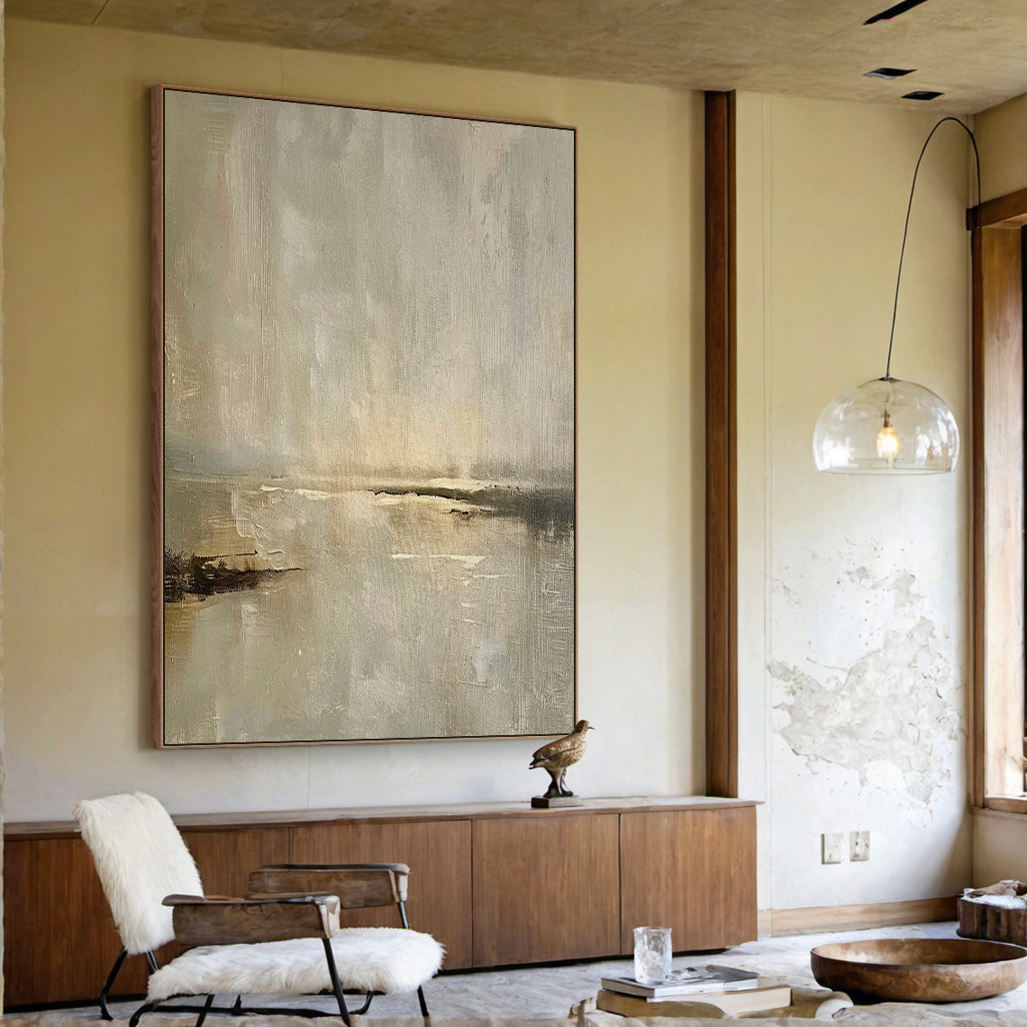 Soft Drift-Beige Abstract Field-AURA152