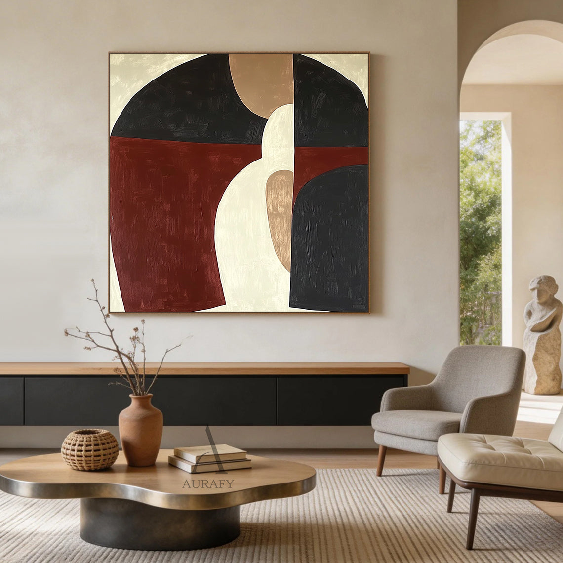 General Abstract Brown Black Wall Art for Living Room Decor AURA392