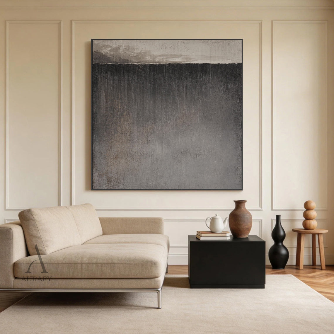 Minimalist Black Gray Wall Art for Modern Living Room Decor AURA385