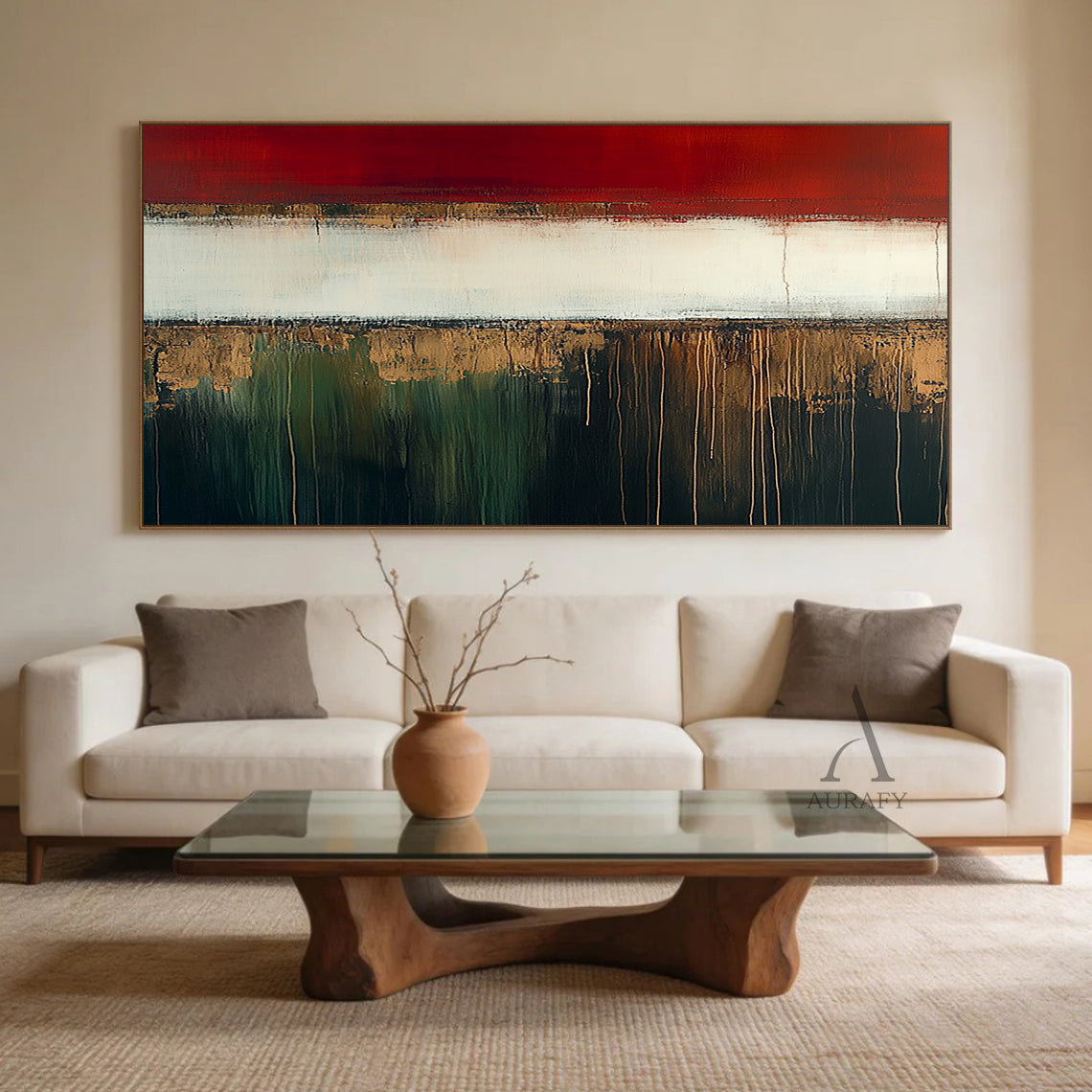General Abstract Red Yellow Wall Art for Home Decor AURA383
