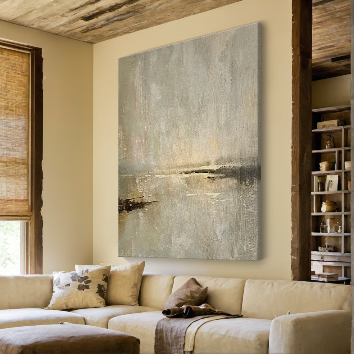 Soft Drift-Beige Abstract Field-AURA152