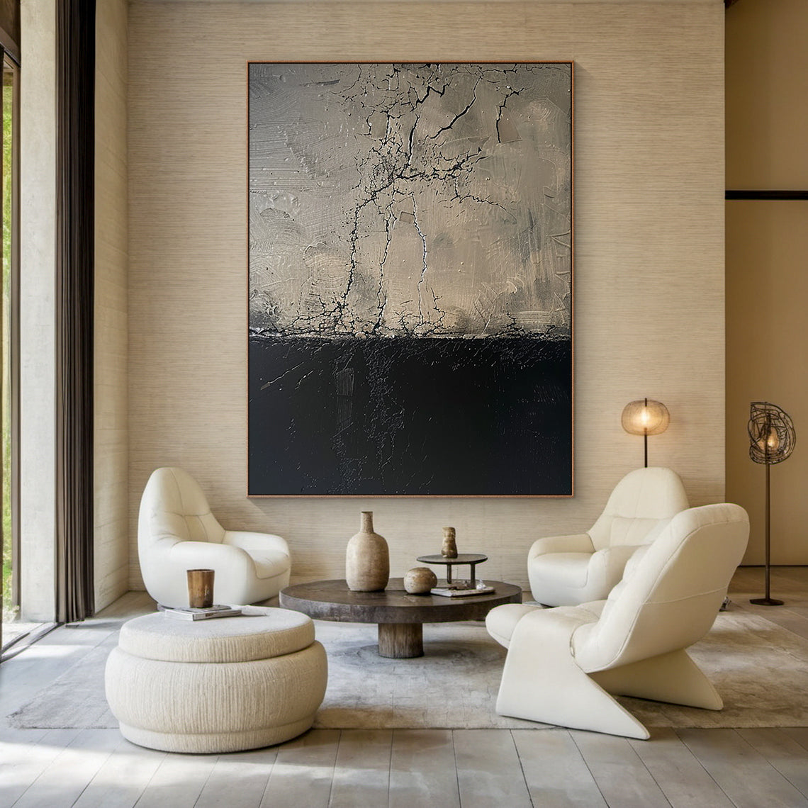 Wabi Sabi Gray Black Textured Abstract Wall Art Home Decor AURA208