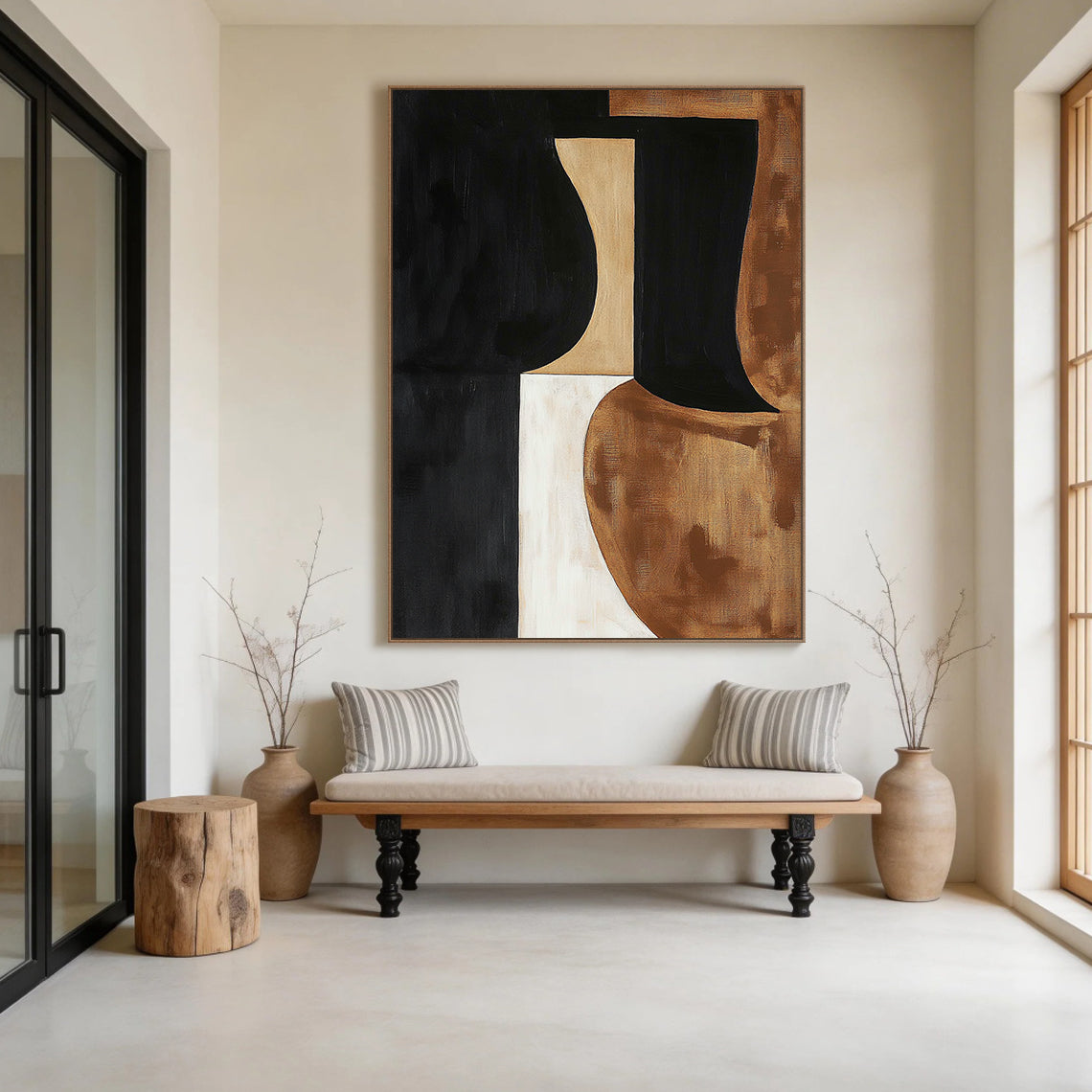 General Abstract Black Brown Wall Art for Home Decor AURA263