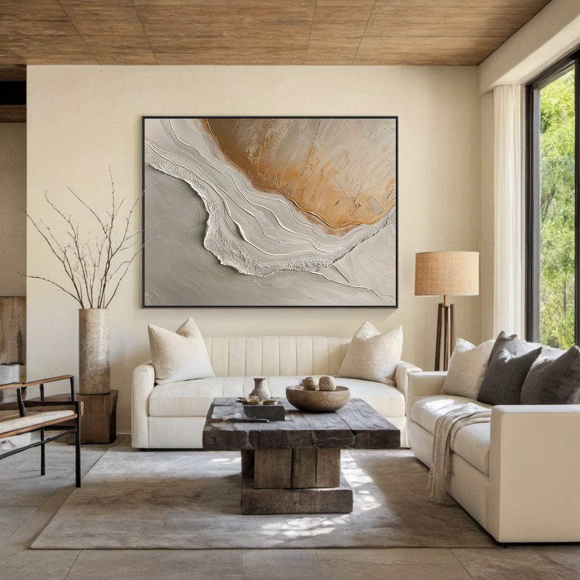 Eroded Shore-Beige & Brown Wave Sky Field-AURA140