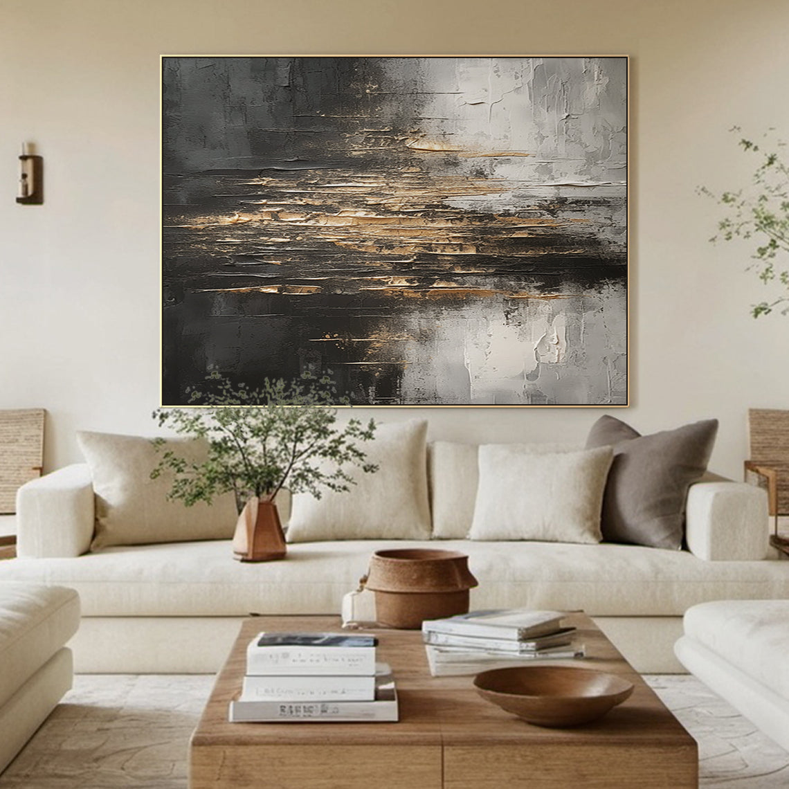 Fractured Horizon-Black & Gray Abstract Spatial Field-AURA103