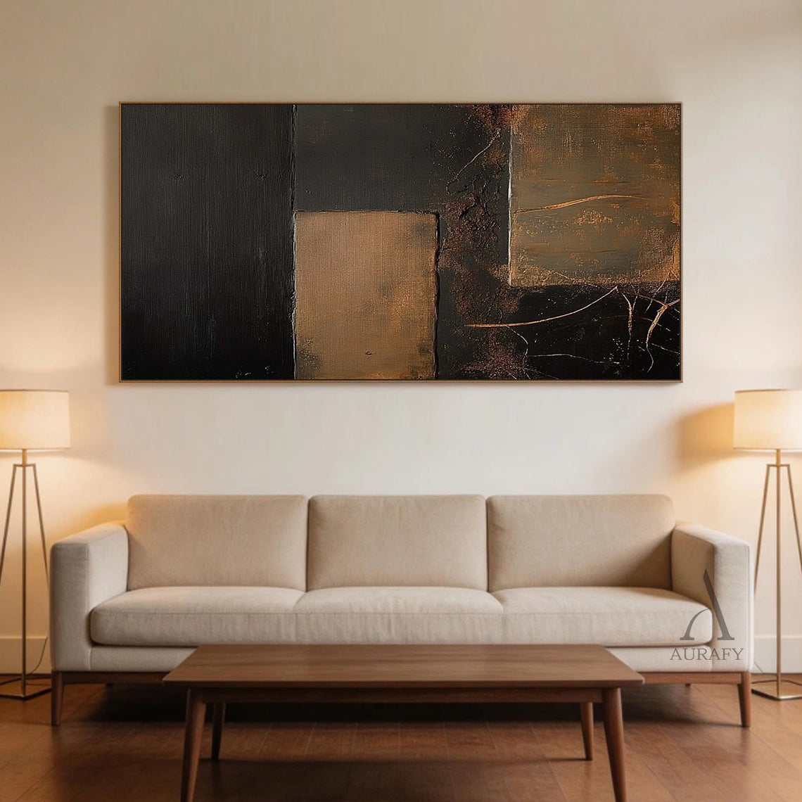 General Abstract Black Brown Wall Art Modern Home Decor Piece AURA389