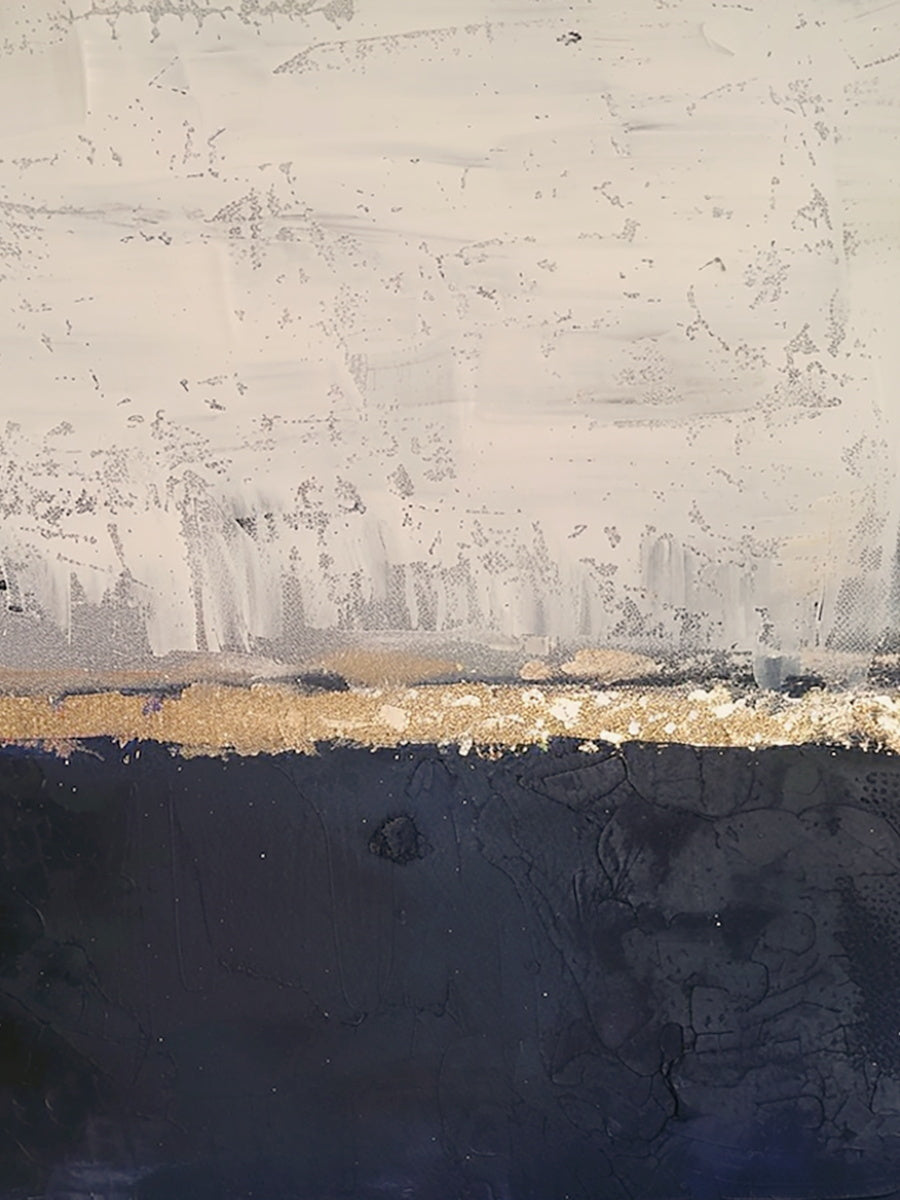 Silent Horizon -Black & Beige Abstract Field-AURA146