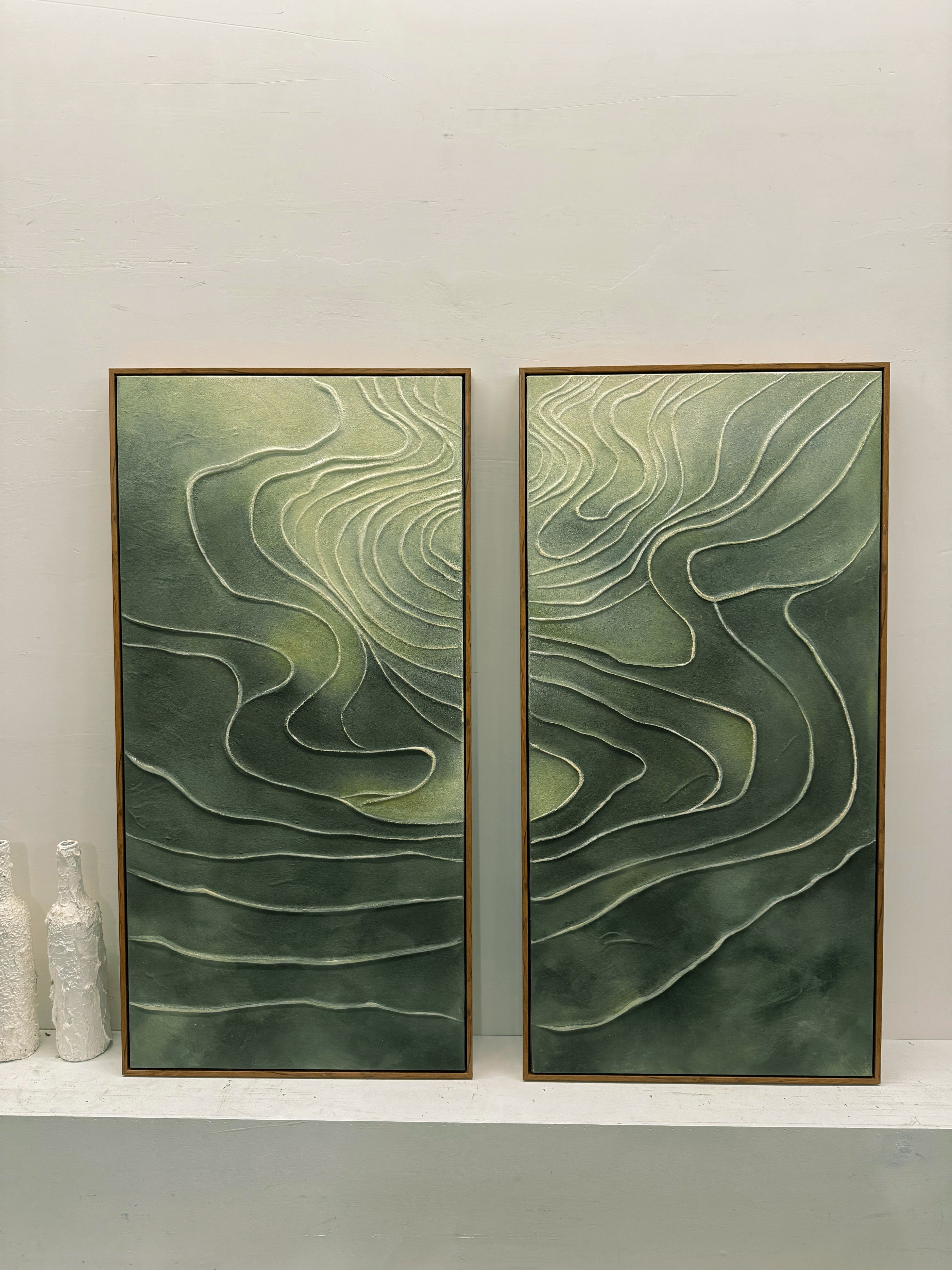 Green 3D Textured Abstract Painting Modern Living Room Wall Decor AURA173