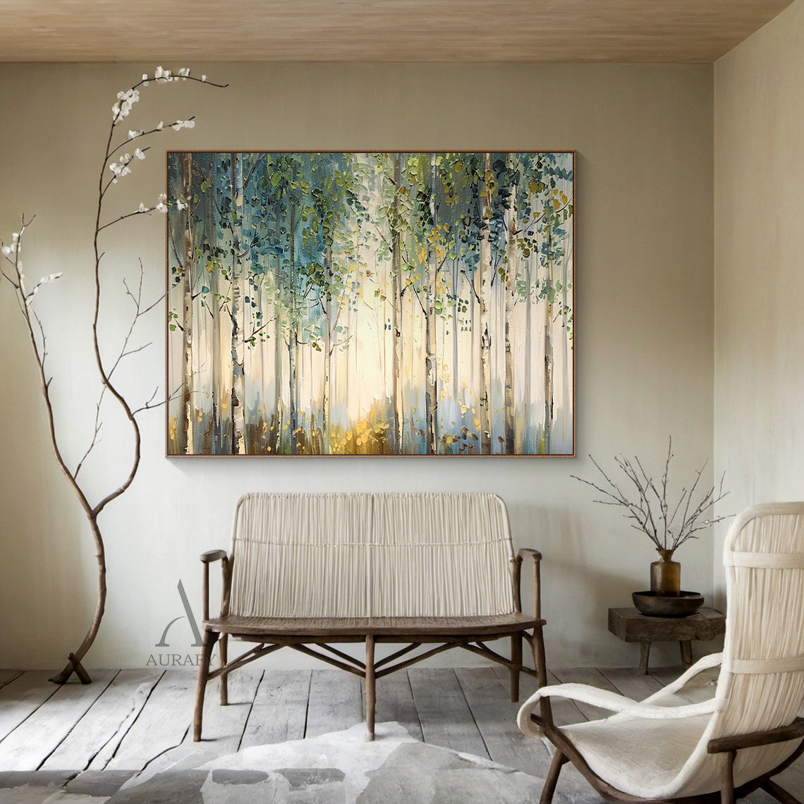 Vibrant Green Landscape Wall Art Modern Natural Home Decor Print AURA309