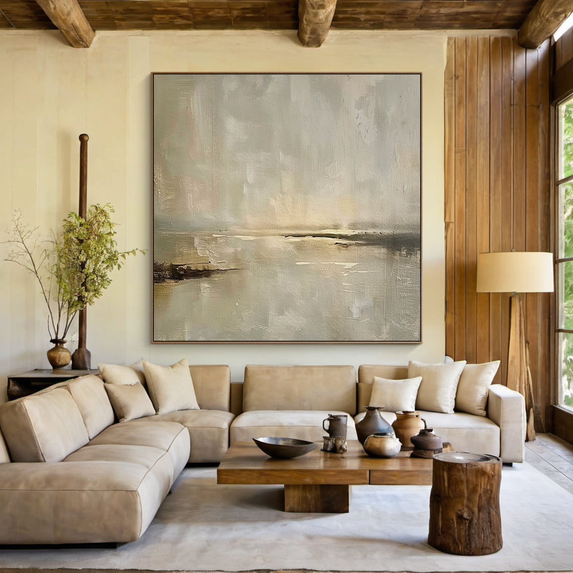 Soft Drift-Beige Abstract Field-AURA152