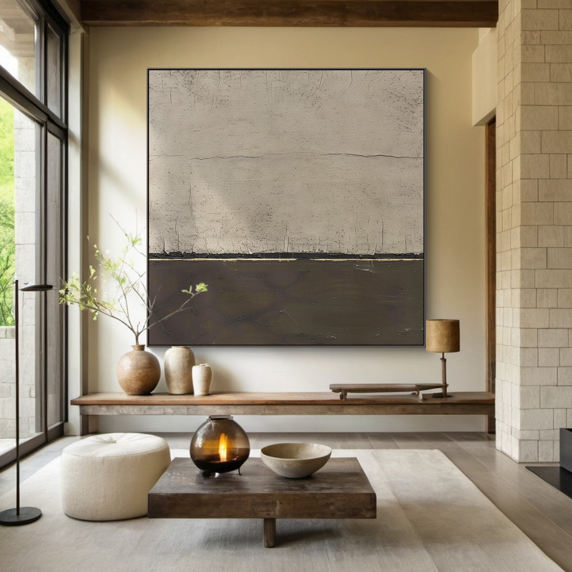 Quiet Horizon-Gray Abstract Field-AURA143